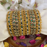 Vriksham Silk Thread Kundan Bangle Set-Mustard Yellow & Green-G16229